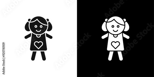 Russian girl doll icon logo set vector