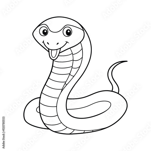 Black mamba Outline Design, Black mamba Clipart, Cute Baby Black mamba illustration in black and white