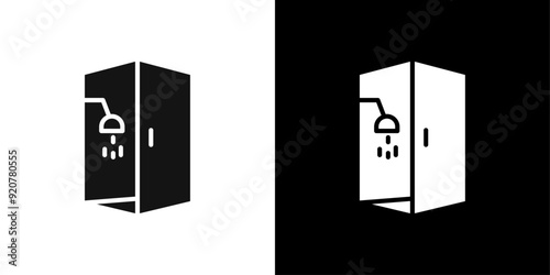 Shower cabin bathroom icon logo set vector
