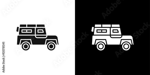 Travelling jeep icon logo set vector
