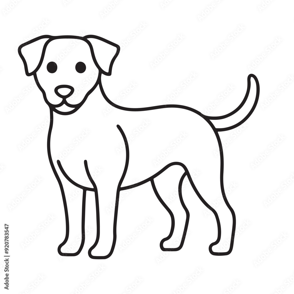 Vector black and white illustration of a sitting dog isolated on a white background. Vector black and white illustration of a sitting dog isolated on a white background.