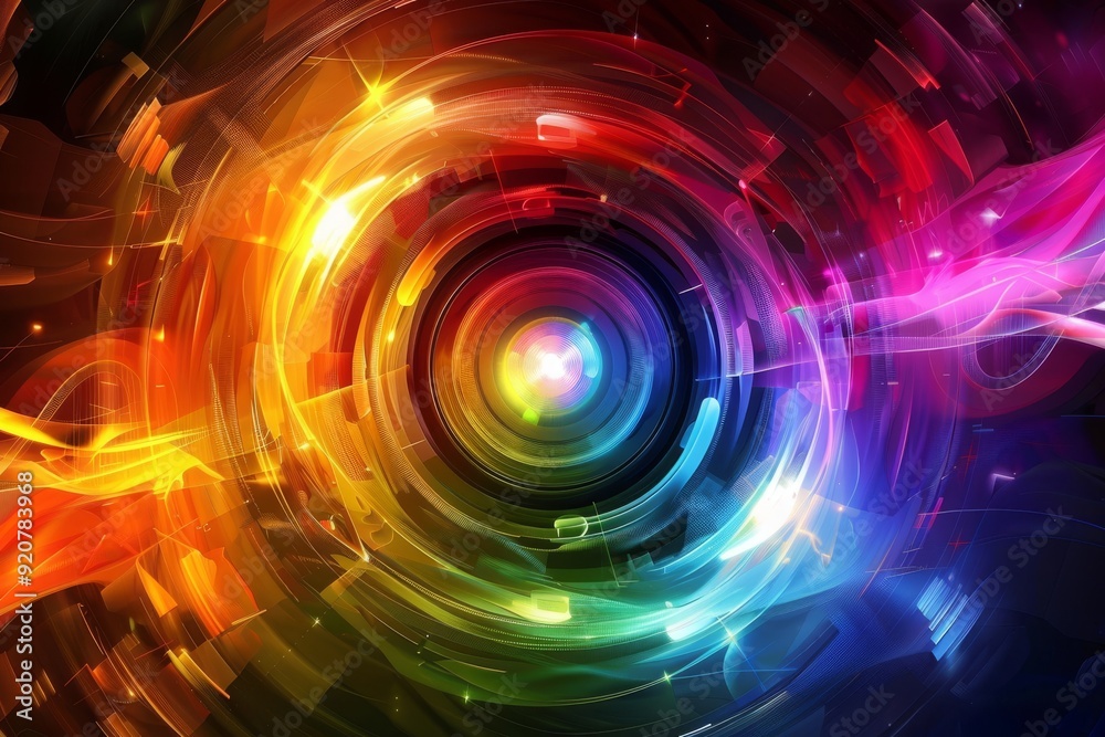 Obraz premium A mesmerizing blend of various colors is creating a vibrant and dynamic circular motion that captivates the eye