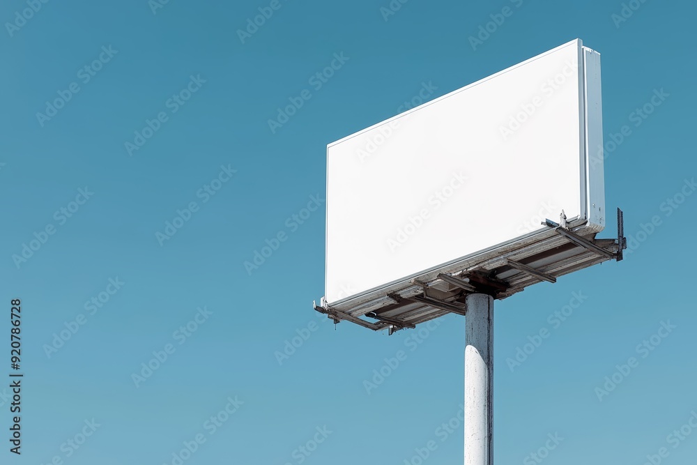 3D Mockup of Empty White Square Billboard on City Pole 3D Mockup of Empty White Square Billboard on City Pole