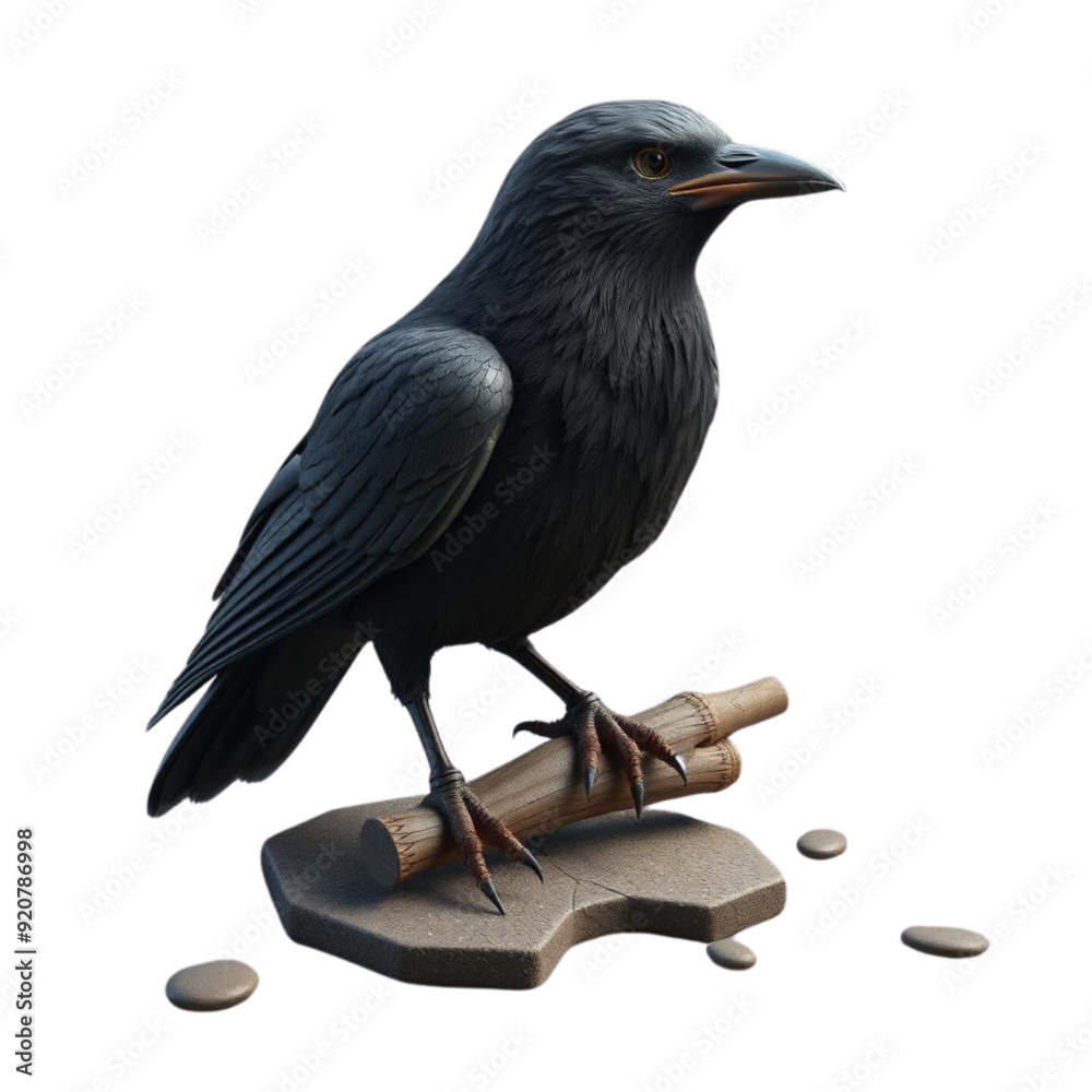 Fototapeta premium a 3d crow on Isolated transparent background png. generated with AI