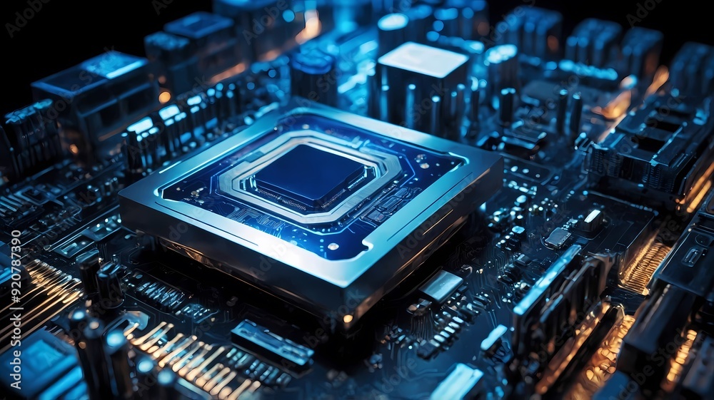 Futuristic CPU Processor with Nanotech and Cooling AI Generated Futuristic CPU Processor with Nanotech and Cooling AI Generated