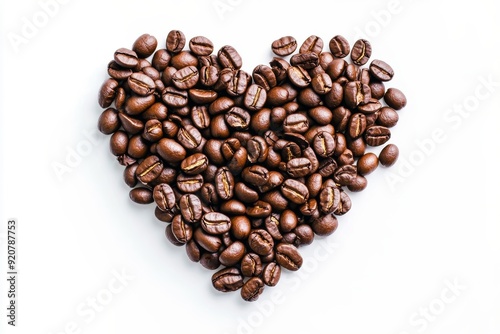 Heart-Shaped Coffee Beans on White Background