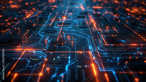 Wallpaper Mural Abstract digital circuit board on technology banner Torontodigital.ca