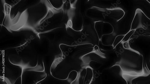 Plastic texture animation on black background. Dark liquid or smoke high quality 4K video animation footage