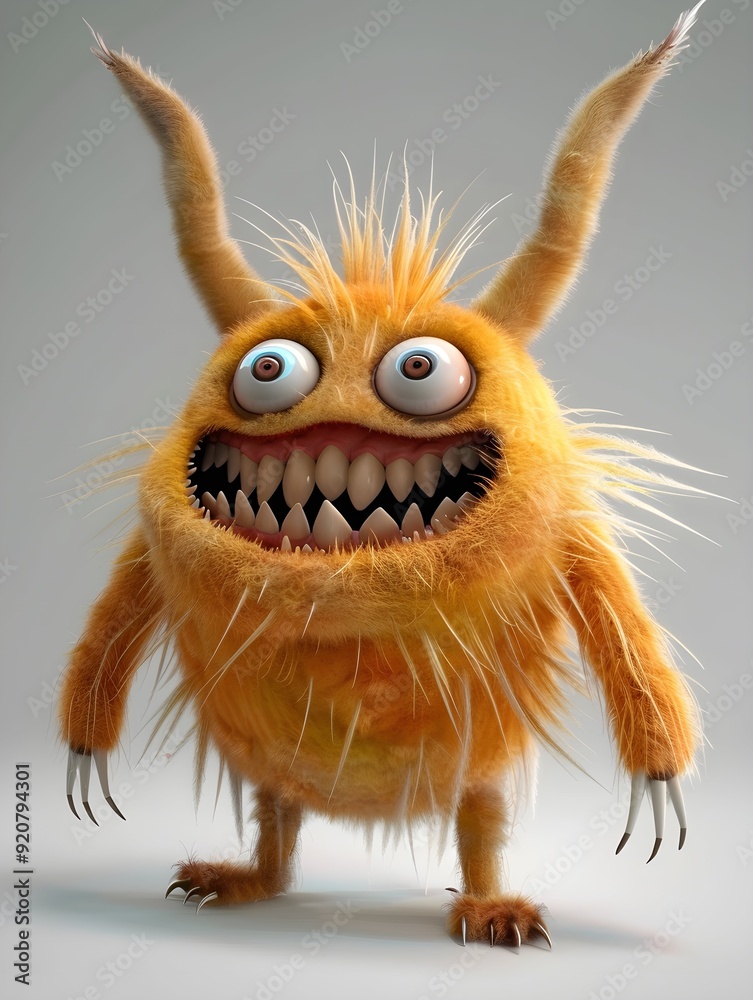 Obraz premium 3d cute furry monster,3d cartoon character