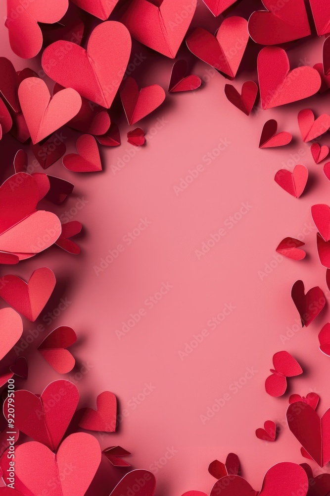 A collection of red paper hearts scattered on a white and gray background, resembling confetti or a heart shape. A collection of red paper hearts scattered on a white and gray background, resembling confetti or a heart shape.