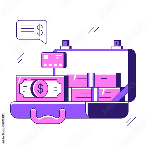 Perfect design illustration of money briefcase

