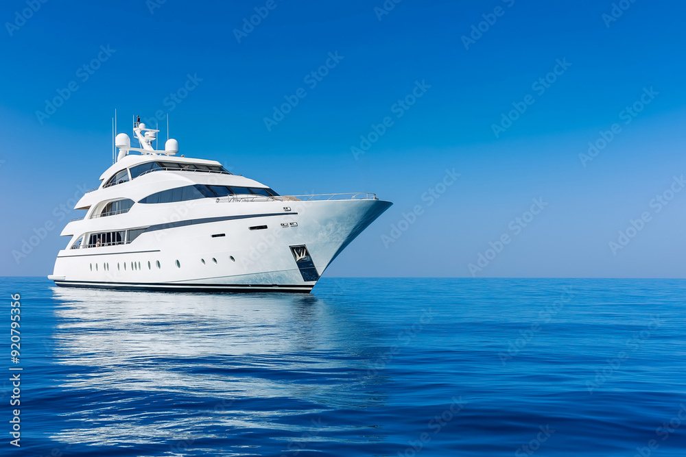 Luxury yacht sailing in warm waters on New Years Eve background with empty space for text Luxury yacht sailing in warm waters on New Years Eve background with empty space for text