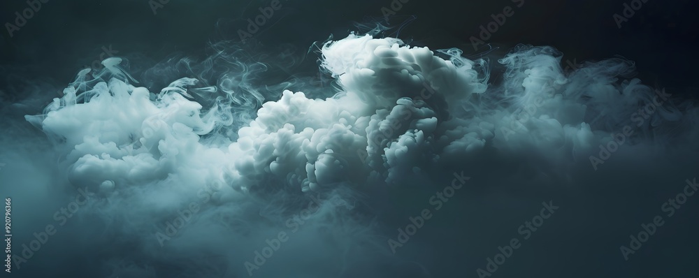 Naklejka premium White Smoke Billowing Against a Dark Blue Background