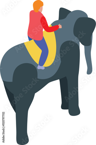 Zoo keeper is riding an elephant in a circus show