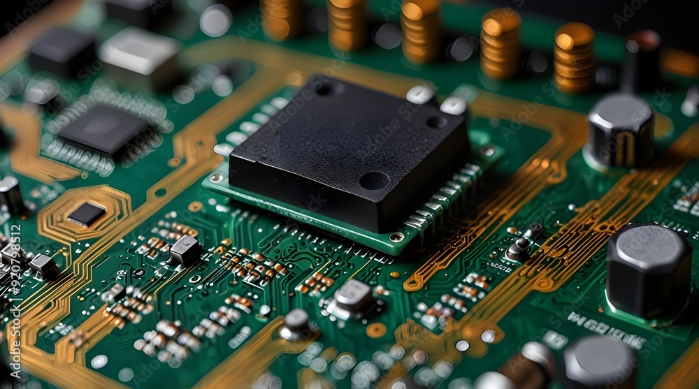 Computer part circuit board close up photo.generative.ai Computer part circuit board close up photo.generative.ai