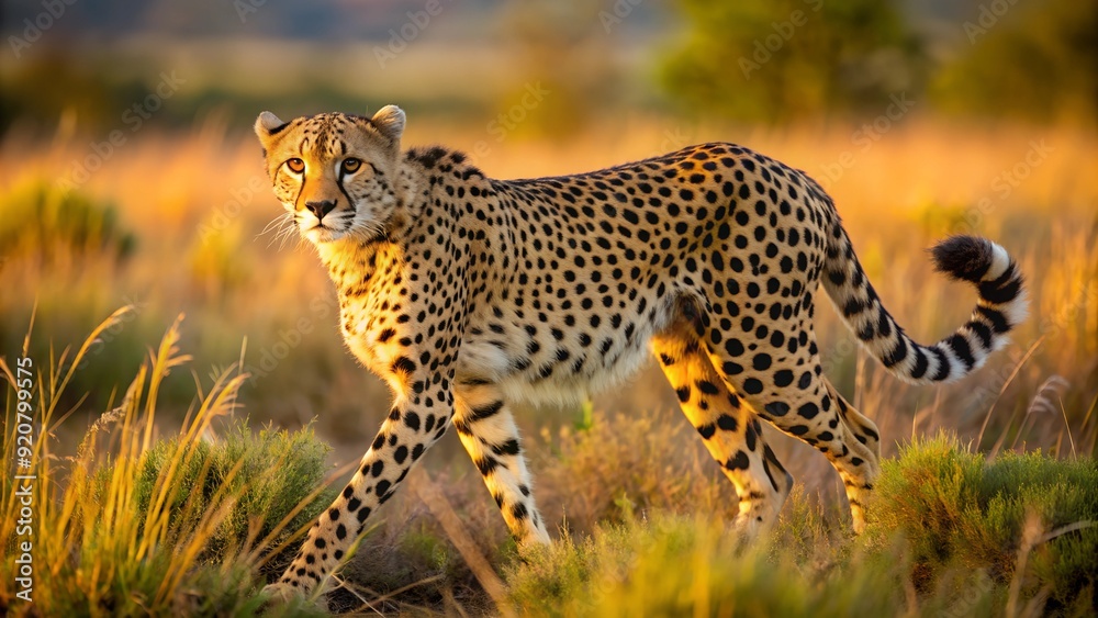 cheetah in the savannah on the hunt for prey cheetah in the savannah on the hunt for prey