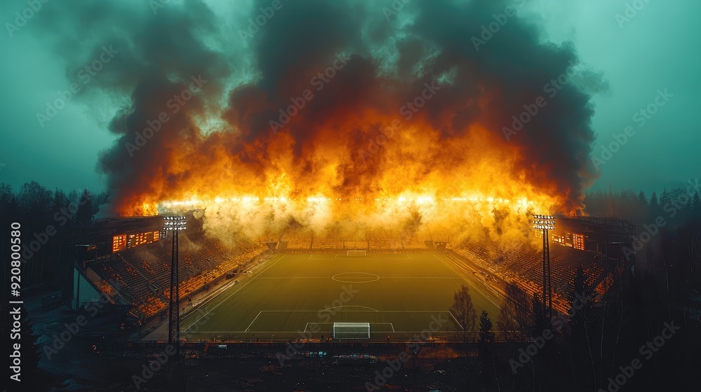 Bright stadium arena lights and smoke Bright stadium arena lights and smoke