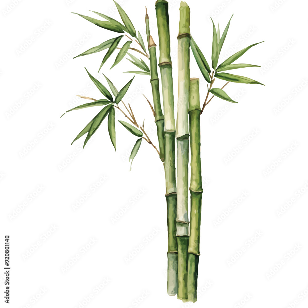 Obraz premium Clumping Bamboo Watercolor illustration. Hand drawn underwater element design. Artistic vector marine design element. Illustration for greeting cards, printing and other design projects. 