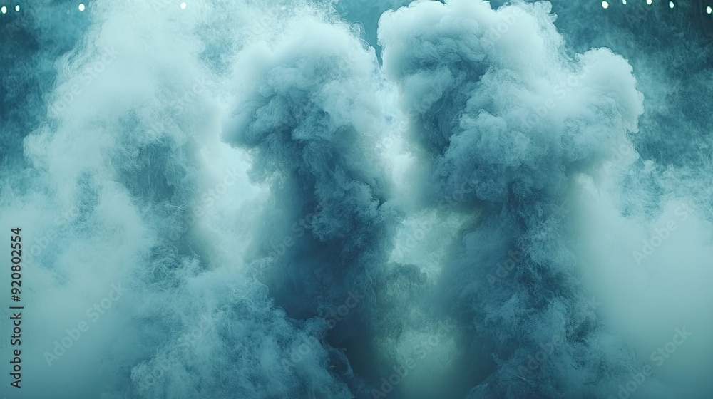 Naklejka premium Bright stadium arena lights and smoke