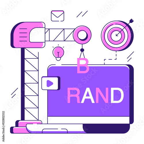 A flat design illustration of rand marketing 

