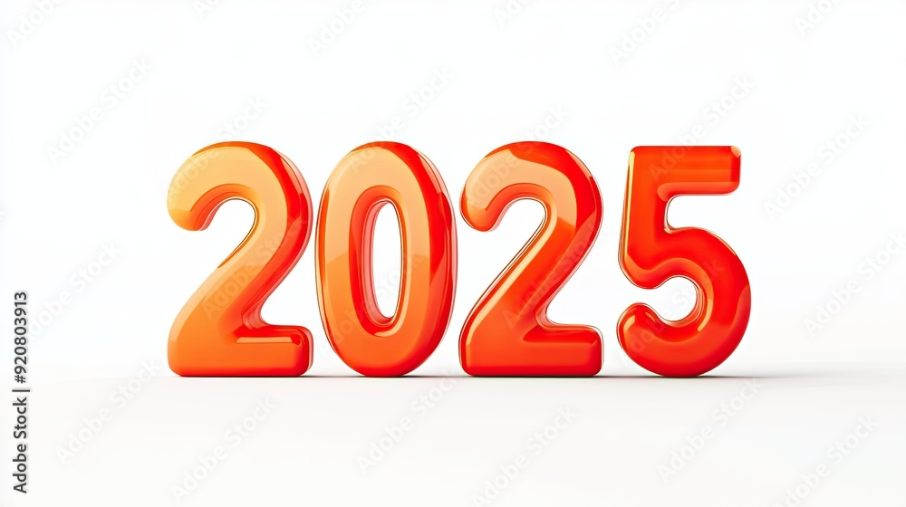 Bright Red 2025 Lettering in Render Style on a Clean White Background Bright Red 2025 Lettering in Render Style on a Clean White Background