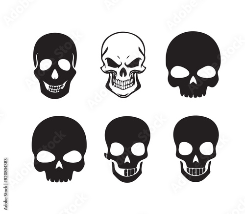 set of skull logo icon design vector illustration, skull icon,
