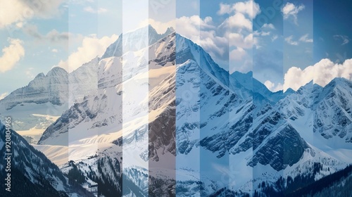 Time-lapse photography capturing the changing shadows on a mountain face throughout the day