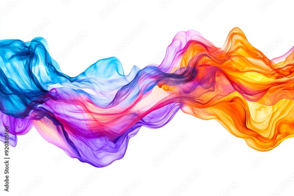 A vibrant, fluid dynamic paint wave is displayed on a white background in vibrant colors.