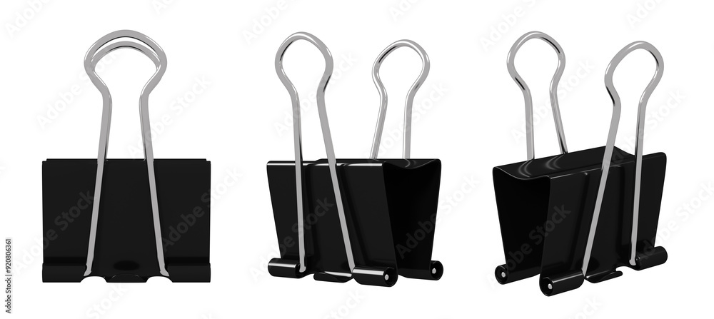 black binder clip isolated black binder clip isolated