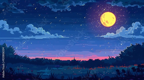 starry night sky pixel art