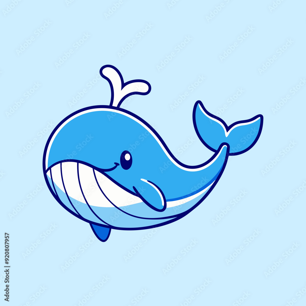 Cute Blue Whale Cartoon Icon Illustration Cute Blue Whale Cartoon Icon Illustration