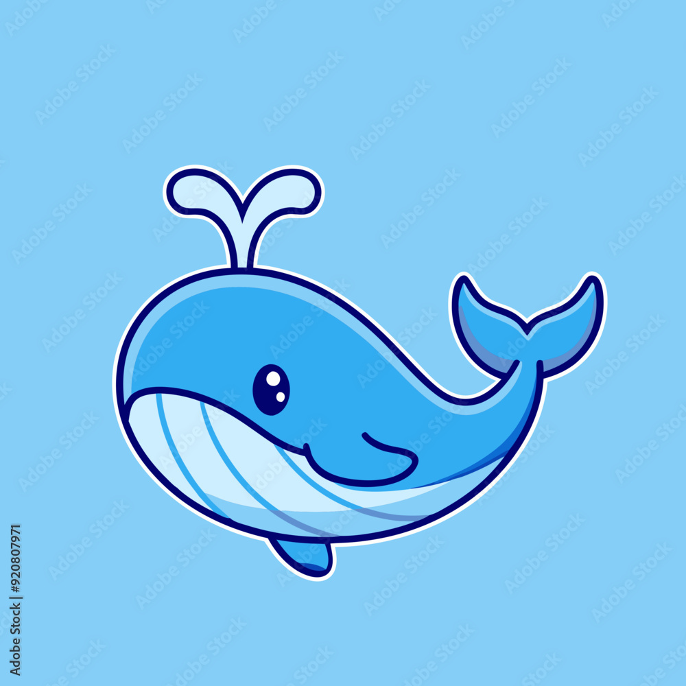 Cute Blue Whale Cartoon Icon Illustration Cute Blue Whale Cartoon Icon Illustration