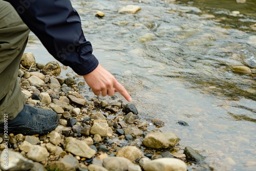 Searching for Gemstones Along the Riverside in Early Morning Light photo