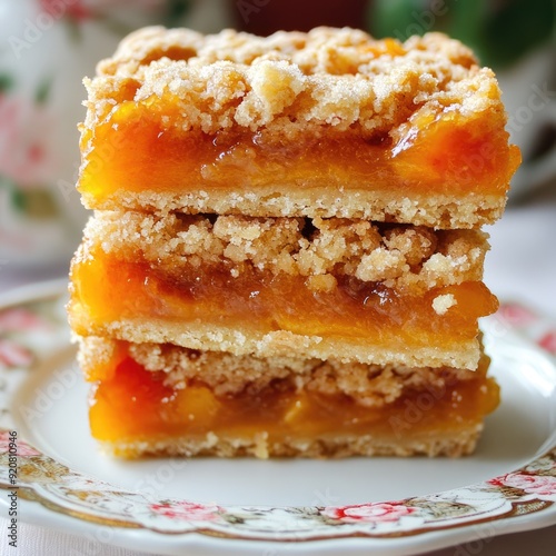 Apricot Bars. Three Delicious Fruit-filled Bars of Sweet Apricot Jam Pie