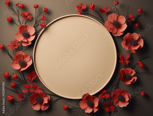 Especial Wreath made of fresh flowers on white wooden background