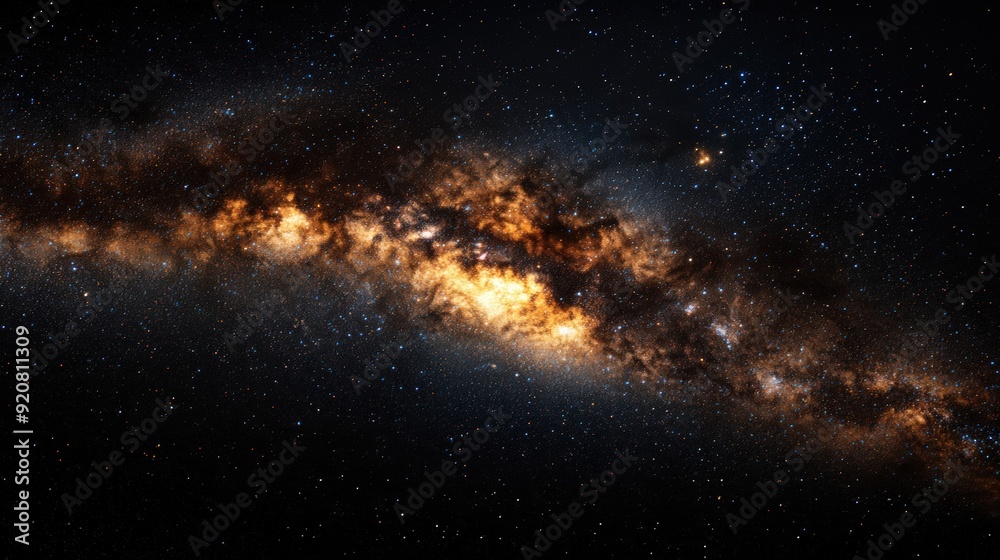 Fototapeta premium A photo of a breathtaking starry sky, captured with a long exposure, showcasing the vastness and beauty of the cosmos.