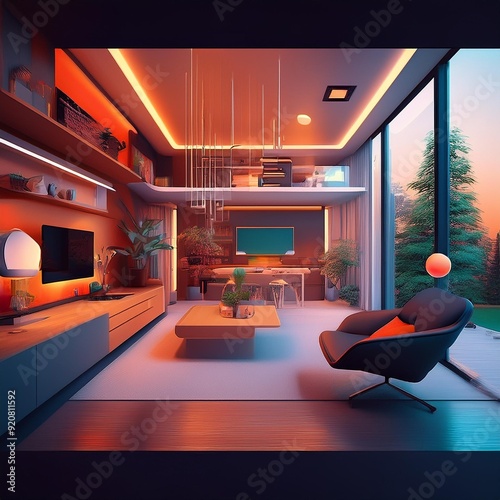 Modern smart house interior