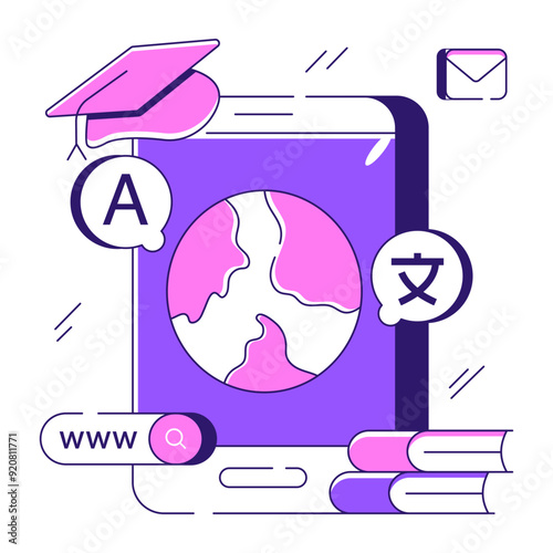 A trendy design illustration of mobile language translator 

