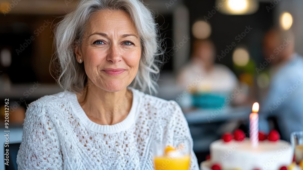 An elderly woman with short gray hair and glasses sitting in a warmly lit room holding a glass of wine, her face serious and contemplative in the soft glow of sunset.
