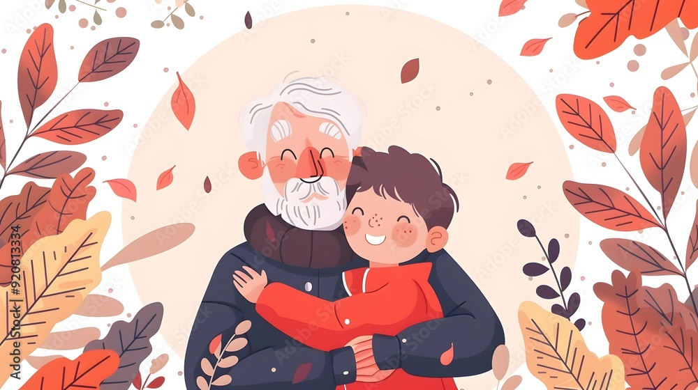 Obraz premium Grandfather’s Love: Intimate Family Card Design