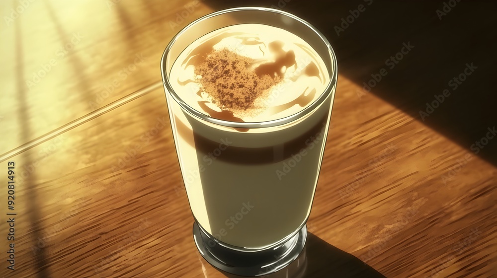 Cozy Morning Coffee Break on Wooden Table with Sunlight Cozy Morning Coffee Break on Wooden Table with Sunlight