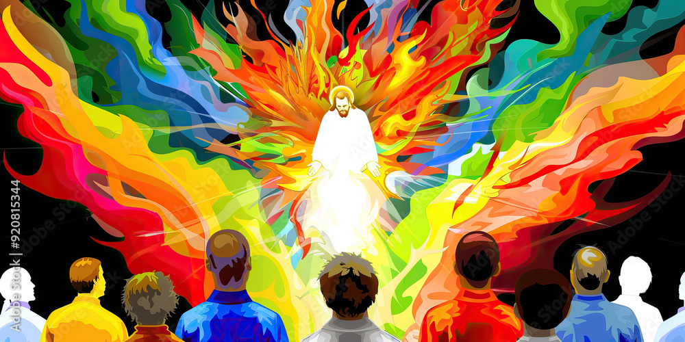 Pentecost Sunday: The Holy Spirit Comes as Tongues of Fire. Digital ...