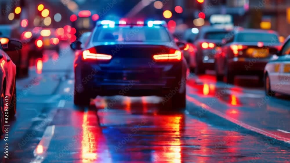 A police chase in a busy city A police chase in a busy city