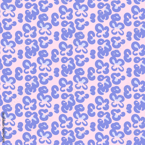 Vector floral seamless pattern. Cute abstract blue small flowers with leaves in hand drawn style. Retro vibe. Cottage core. Design for fabric, wallpaper, wrapping paper, cover, poster, invitation