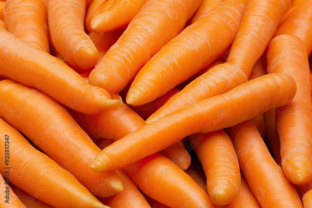 Close-up of Fresh, Juicy Carrots Piled Together in a Vibrant Display on a Rustic Wooden Surface Close-up of Fresh, Juicy Carrots Piled Together in a Vibrant Display on a Rustic Wooden Surface