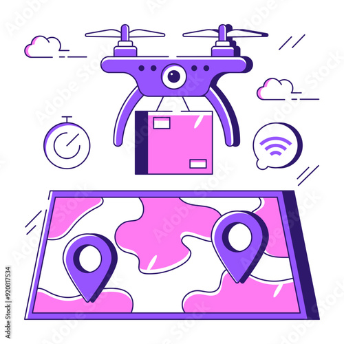 Modern design illustration of drone delivery

