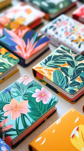 creative notebooks with colorful cartoon patterned 