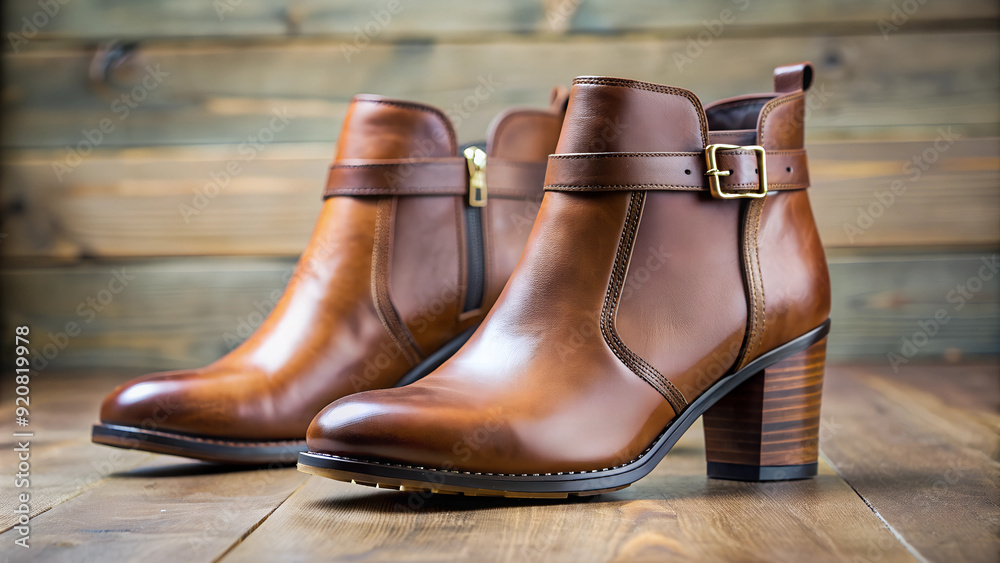 Stylish Brown Leather Ankle Boots on Wooden Floor
Stylish Brown Leather Ankle Boots on Wooden Floor