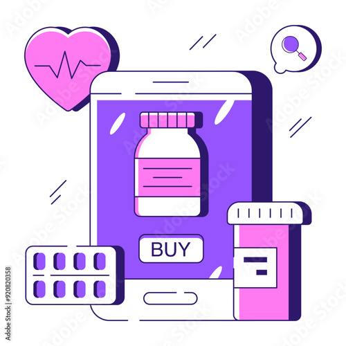 Modern design illustration of online medicine 

