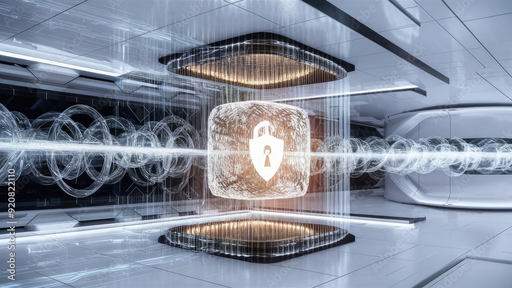 Obraz premium Cybersecurity technology for a safe and secure environment on a white background